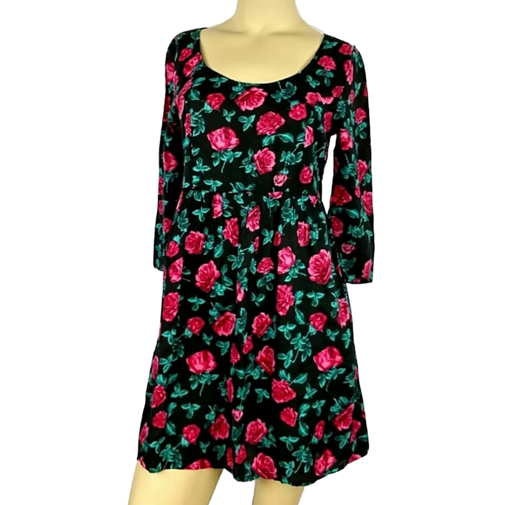 DIVIDED Floral Skater Dress Womens Junior Size 4 - Picture 1 of 4